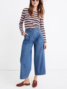 Madewell High-Rise Wide-Leg Pleated Jeans 00
